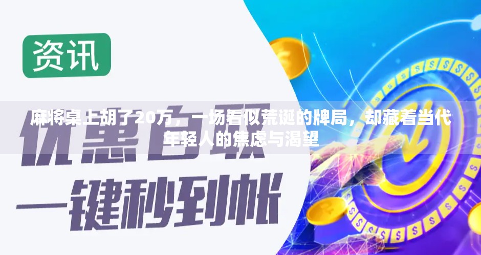 麻将桌上胡了20万,一场看似荒诞的牌局,却藏着当代年轻人的焦虑与渴望 麻将桌上胡了20万,一场看似荒诞的牌局,却藏着当代年轻人的焦虑与渴望