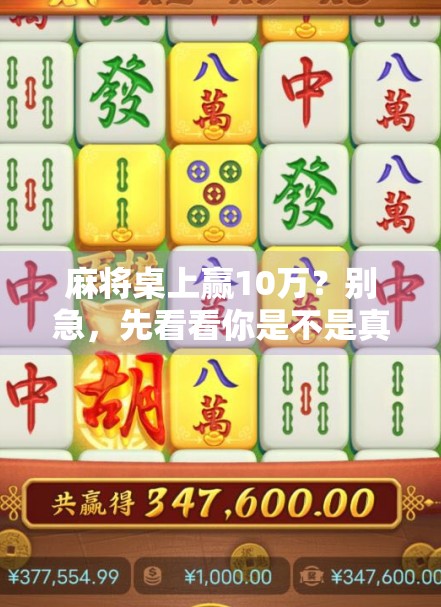 麻将桌上赢10万？别急，先看看你是不是真的懂牌！