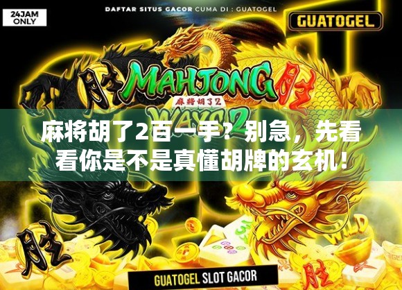 麻将胡了2百一手？别急，先看看你是不是真懂胡牌的玄机！