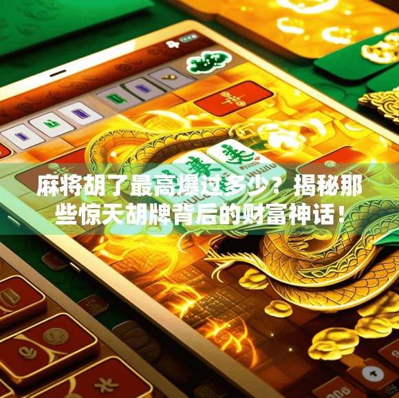 麻将胡了最高爆过多少？揭秘那些惊天胡牌背后的财富神话！