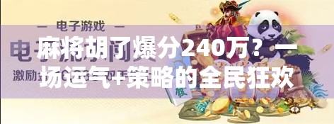 麻将胡了爆分240万？一场运气+策略的全民狂欢背后，藏着怎样的社会情绪？